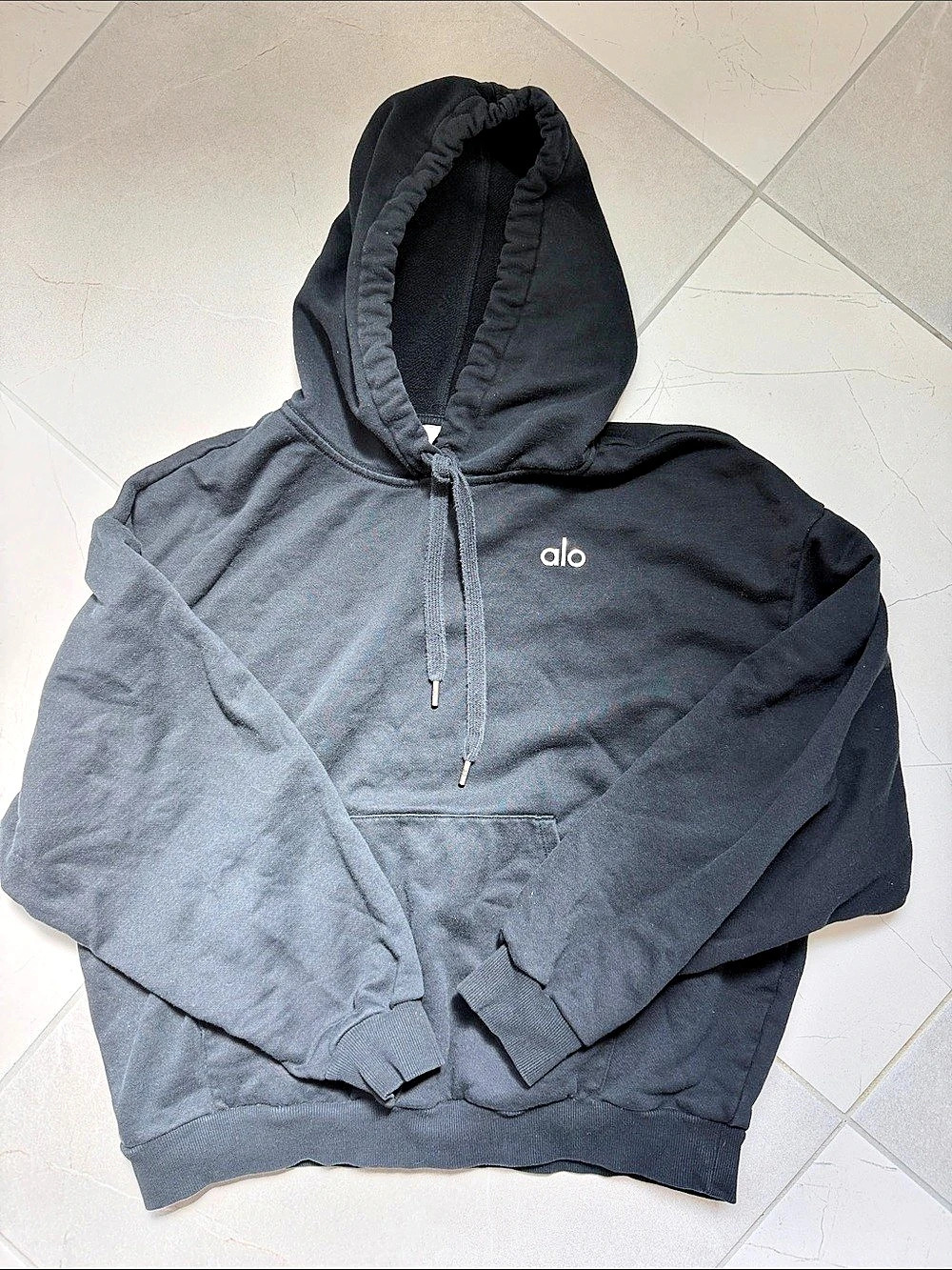 alo Accolade Black Hoodie & Jogger Set Size Small bottom Medium top